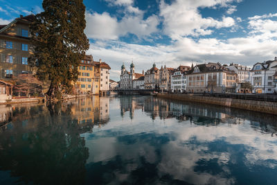 Reflection of buildings in water