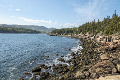 Scenic view of sea against sky maine rocky coast