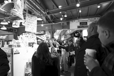 Group of people at market