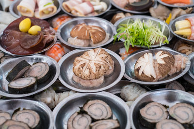 High angle view of food on table