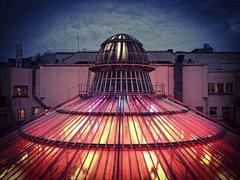 Low angle view of illuminated built structure