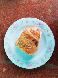 High angle view of breakfast in plate