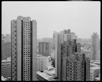 Cityscape against clear sky