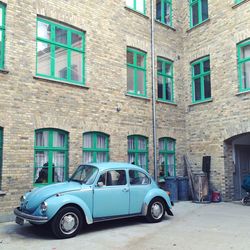 Vintage car on city street