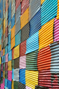 Full frame shot of colorful corrugated iron