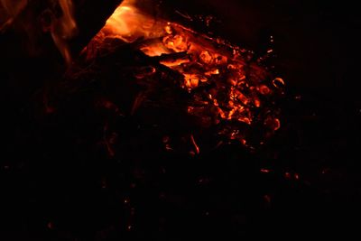 Close-up of bonfire at night