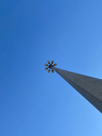 Low angle view of flowering plant against clear blue sky