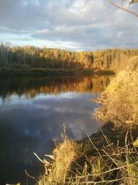 Scenic view of lake against sky