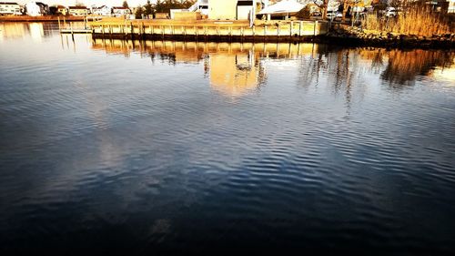 Reflection of sky in lake water