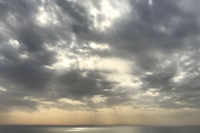 Scenic view of sea against dramatic sky