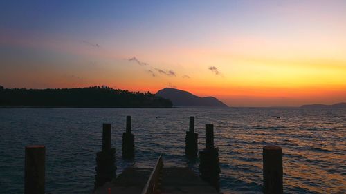 Scenic view of sea against sky during sunset