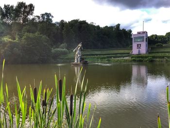 Scenic view of lake against sky