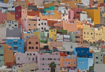 High angle view of buildings in city