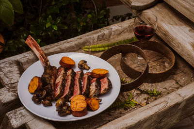 High angle view of food on table