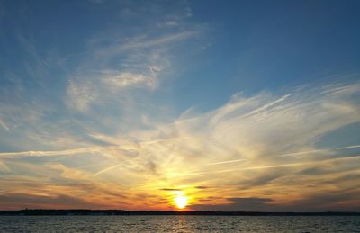 Scenic view of sea at sunset