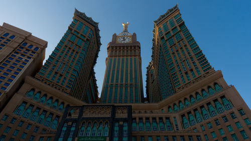 Low angle view of modern buildings against sky in city