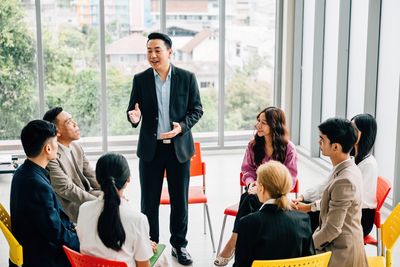 Business colleagues working at office