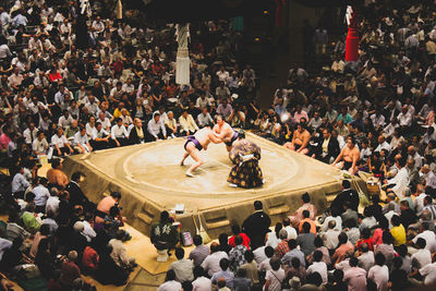 High angle view of crowd