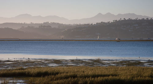 Scenic view of lake against sky