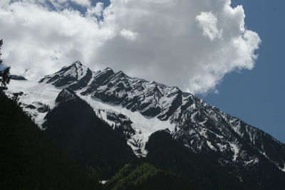 Scenic view of mountains against cloudy sky