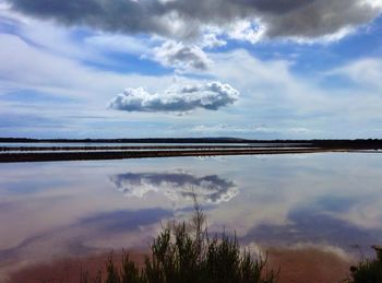 Scenic view of lake against sky