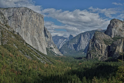 Panoramic view of landscape and mountains against sky