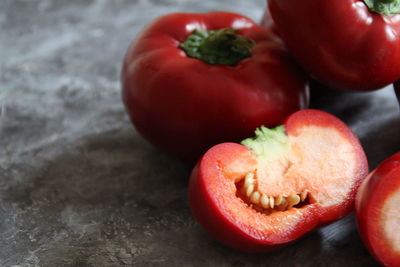 Close-up of tomatoes on table