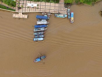 High angle view of boat in water