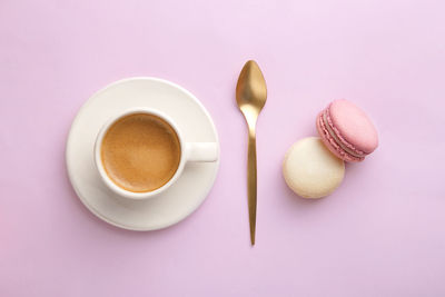 Directly above shot of coffee cup on table
