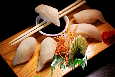 Close-up of food on cutting board