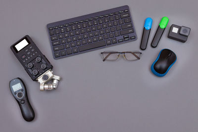 High angle view of computer keyboard on table