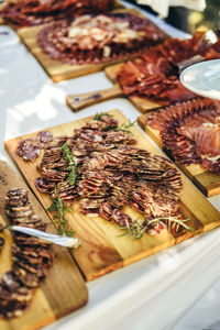 High angle view of food on table