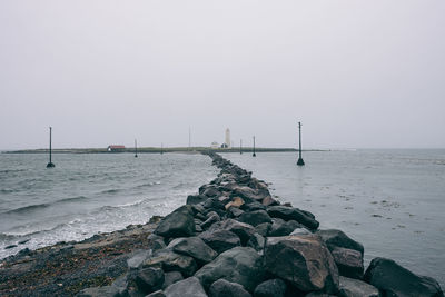 Scenic view of sea against clear sky