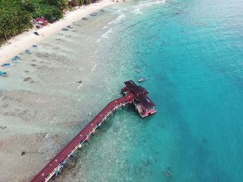 High angle view of swimming pool in sea