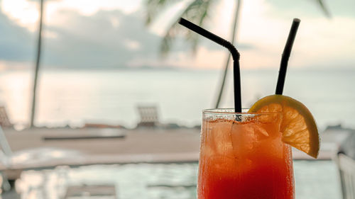Close-up of drink on glass