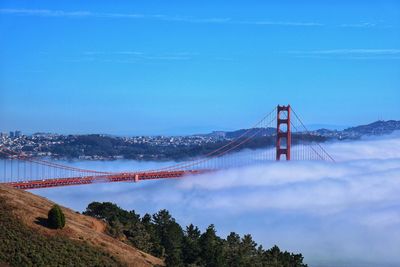 Golden gate bridge against cloudy sky