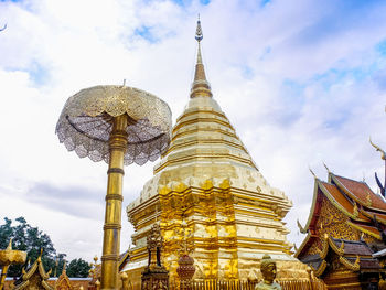 Low angle view of pagoda against sky