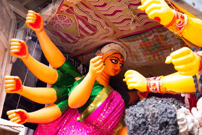 Low angle view of durga statues