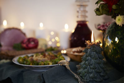 Close-up of christmas tree candle