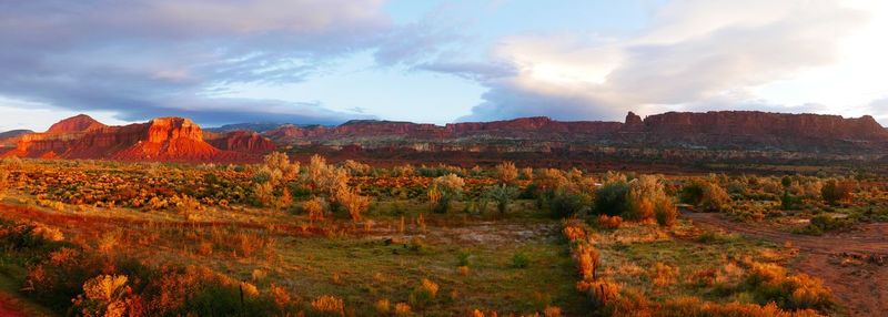 View of landscape against cloudy sky