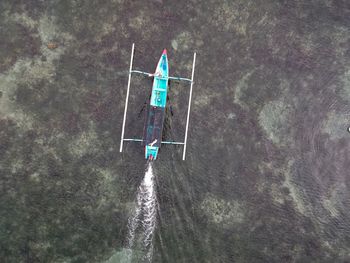 High angle view of umbrella in water