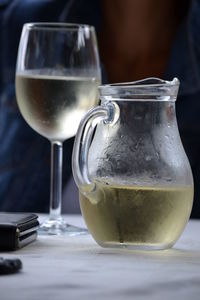 Close-up of coffee in glass on table