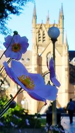 Low angle view of church against blue sky