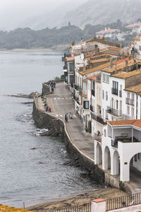 Cropped built structures by the lake