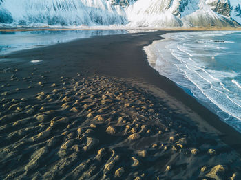 Scenic view of beach during winter