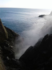 Scenic view of sea against clear sky