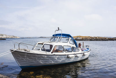 Boat moored at sea