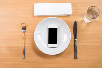 High angle view of coffee on table