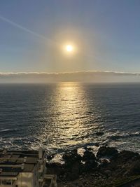 Scenic view of sea against clear sky during sunset