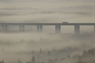 View of bridge against cloudy sky